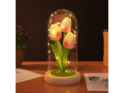 Tulipa Eterna Sob Cúpula De Vidro Com Luzes Led, Decoração Interiores,