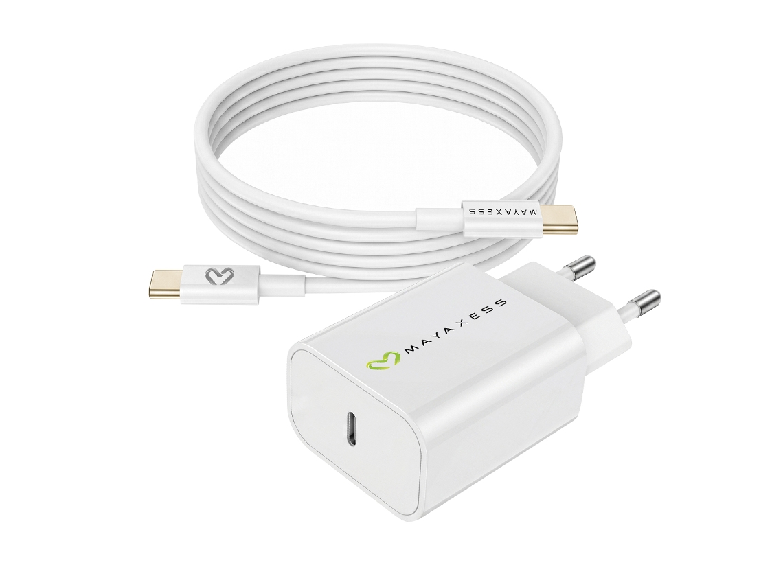 Mayaxess Carregador De Parede Para Galaxy S24 20w + Cabo Usb-c 1m Branco