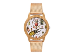 Relógio analógico de quartzo unissex moderno, pulseira casual, ouro rosa.