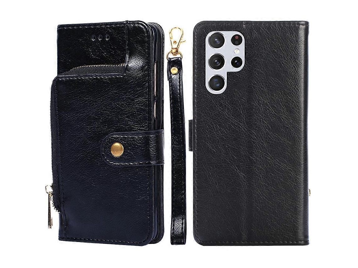 Capa De Couro Com Zíper Para Samsung Galaxy S23 Ultra 5g