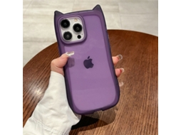 Capa Transparente Roxa Para Iphone 17 Air Com Orelhas De Gato, Cor Sólida, Resistente A Impactos.