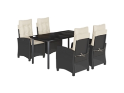 Conjunto de 5 Jantar para Jardim com Almofadões Vime Pe Preto MAISON EXCLUSIVE