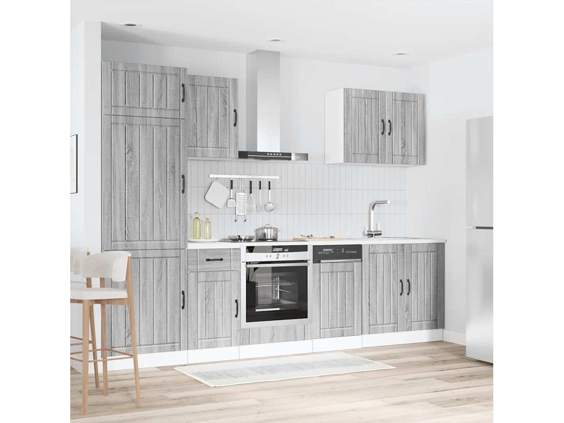Vidaxl 7 Peças Armário De Cozinha Conjunto Lucca Cinza Sonoma