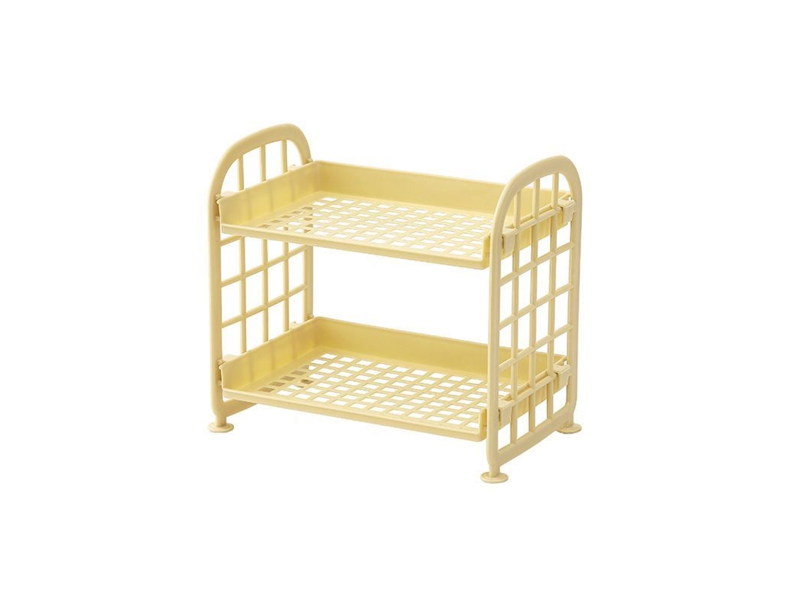 2026 estante Doble Plegable Baño Organizador Maquillaje Abs 21.5x14x20.5cm Amarillo