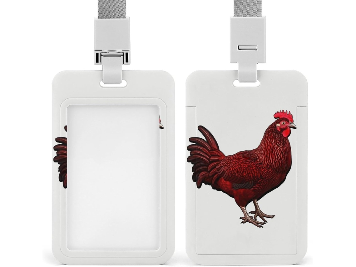 Porta Crachá Red Chicken, Protetor De Cartão Vertical Com Cordão, Capa Plástica Impermeável, Estojo Crachá,