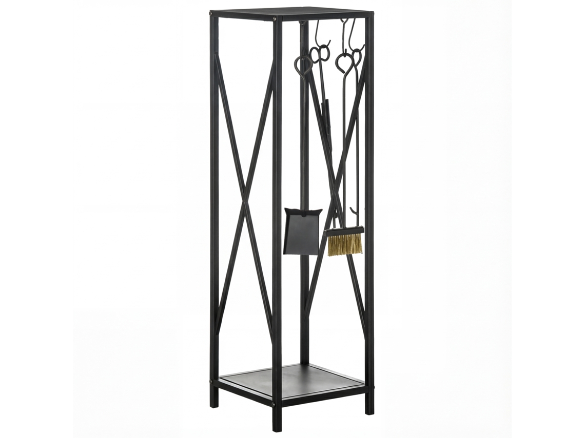Suporte para Lenha LAMAISON Dimensões 34x34x111 cm, Metal Preto