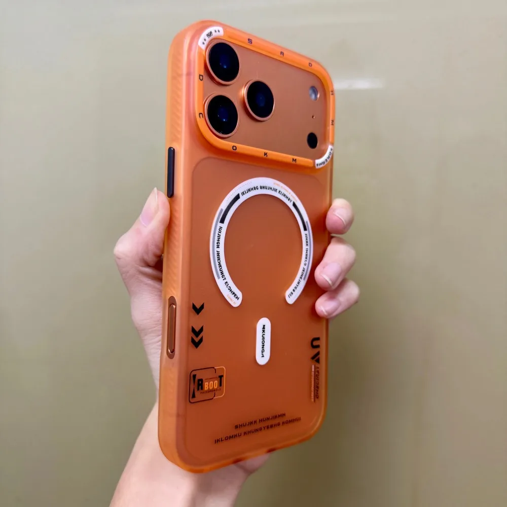(laranja, Iphone 15 Pro Max) Capa Fosca, Compatível Com Magsafe, Moldura Da Câmera E Botões Em Metal