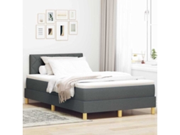 Vidaxl Cama Box Spring Led Cinza Escuro 120 X 200 Cm Tecido