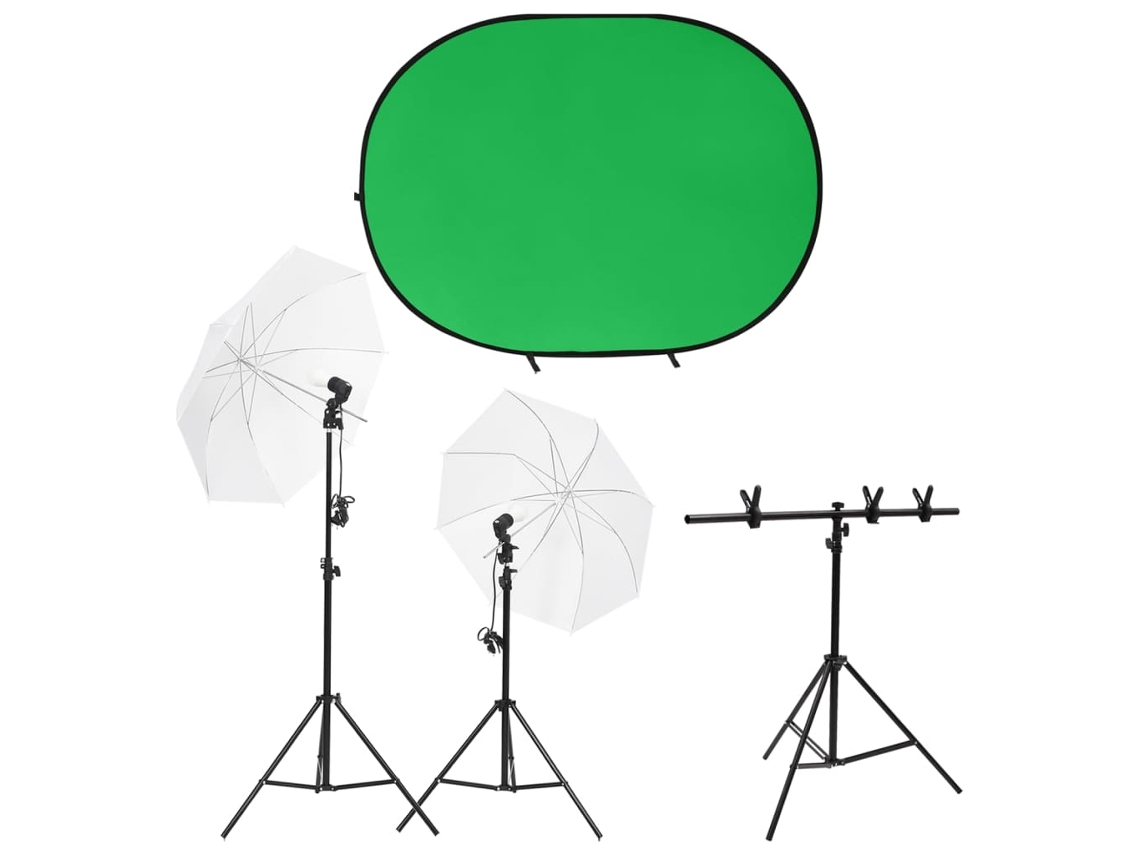 Vidaxl Kit Estúdio Fotográfico C/ Conj. De Iluminação E Tela De Fundo