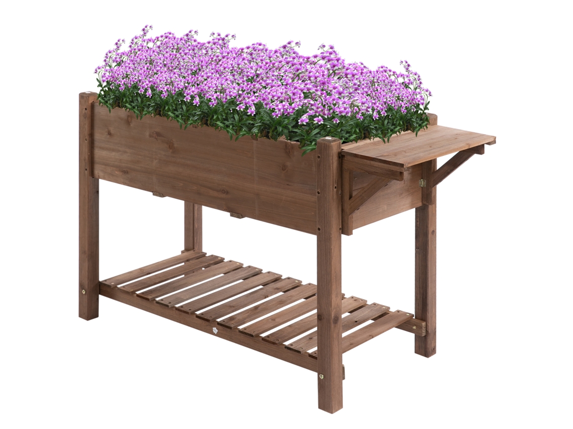 Horta Urbana Com 8 Compartimentos E Prateleiras Para Cultivo De Vegetais E Verduras, 123x54x80 Cm, Marrom.