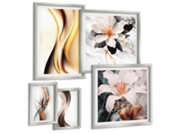 Conjunto De Pinturas Flores Abstratas Estilosas Espelharte (5 Peças)