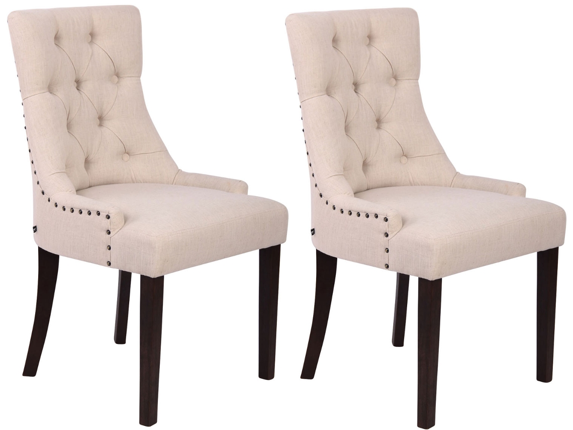 Conjunto de 2 Cadeiras de Jantar em Tecido Aberdeen Creme/Antigo CLP