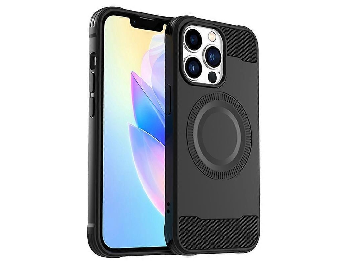 Capa De Celular Tpu Com Textura De Fibra De Carbono Para Iphone 13 Pro Compatível Com Magsafe