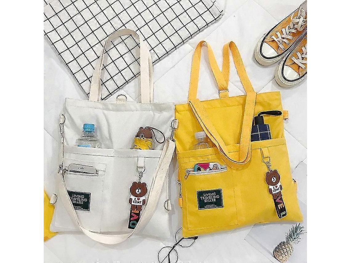 Bolsa Feminina de Lona, ​​bolsa de Ombro, Grande Capacidade, Simples, Dobrável, Sacola de Compras, Bolsa Escolar para Meninas. GOKOCO