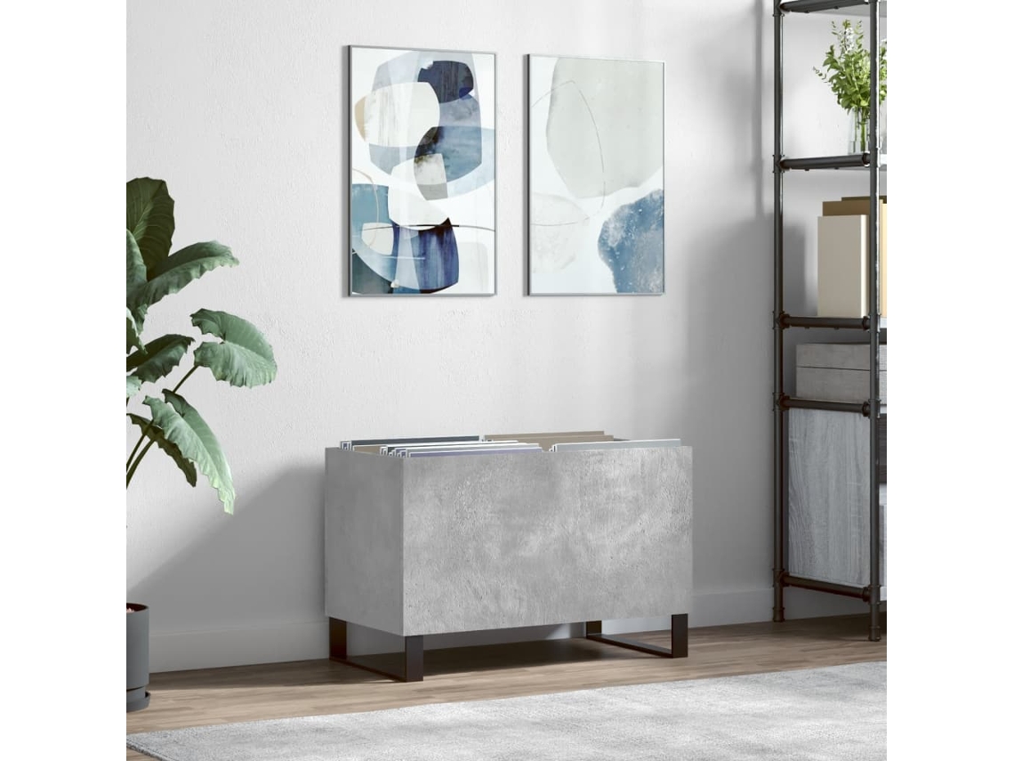 Vidaxl Armário P/ Discos 74,5x38x48 Cm Derivados Madeira Cinza-cimento
