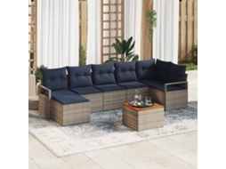 Vidaxl Conjunto De Sofá De Jardim Com Almofada 8 Pcs Cinzeto Vime Pe