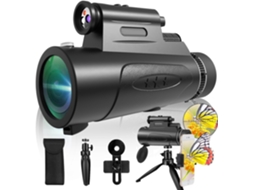 Telescópio Monocular com Luzes Hd Monóculos 80x100 para Adultos Monóculo de Alta Potência para Caça JIAPEI (preto)