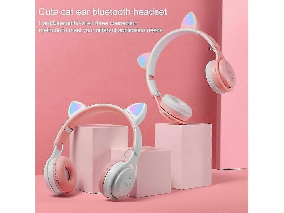 Fone de Ouvido Bluetooth Dobrável M6 com Orelhas de Gato Luminosas, Entrada de 3,5 Mm, Slot para Cartão Tf TAISHENGDA