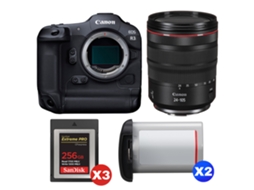 Eos R3 + Rf 24 105mm F/4 L Is Usm + 3 Sandisk 256gb Extreme Pro Cfexpress Type B + 2 Canon Lp e19 + Ebook “20 Dicas para Fotos Que Impressionam” CANON