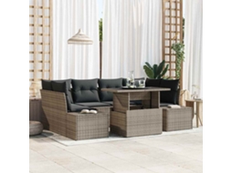 Vidaxl Conjunto De Sofá De Jardim 7 Unid. Cinzeto