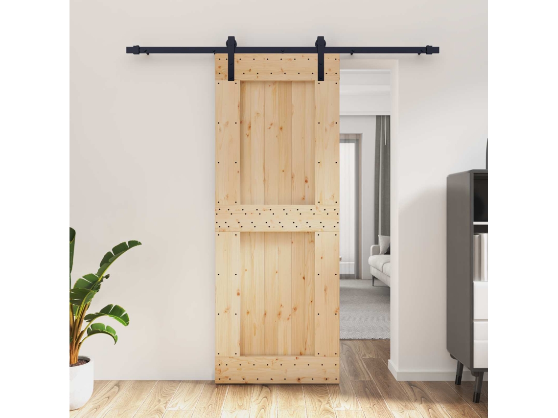 Vidaxl Porta Deslizante Natural E Preto 80 X 210 Cm
