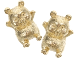 Conjunto De 2 Puxadores Decorativos Em Latão Com Formato Panda Para Armários