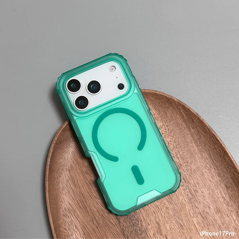 (verde 14promax) Capa Protetora Fosca Magsafe Com Carregamento Sem Fio Magnético E À Prova De Choque