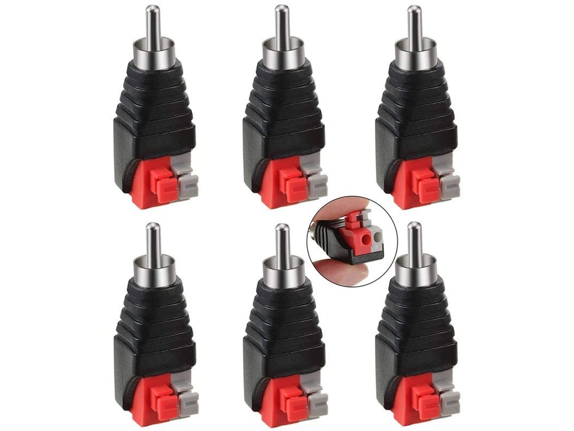 Adaptador Rca Para Cabo De Alto-falante, Conector Rca Macho Com Terminais De Parafuso Para Cctv, Áudio E Vídeo (6 Peças)