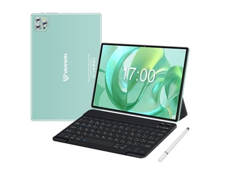 Tablet VANWIN V62 Teclado Bluetooth Capa de Couro Auriculares Caneta Stylus 10.1'' 64Gb 4Gb Ram Wi-Fi-Gps-4G Verde