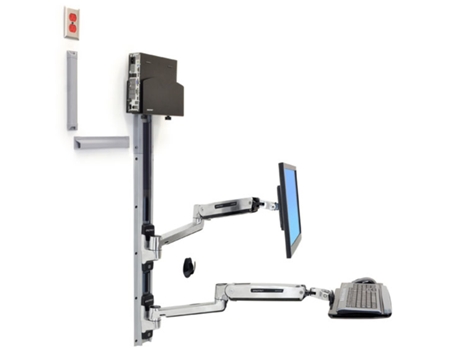 LX Sit-Stand Wall Mount System - Kit de montagem (apoio para Parede: apoio de CPU: Suporte de rato: 2 protecções de fixação: braço de teclado: 2 canais de cabo: descanso para pulso