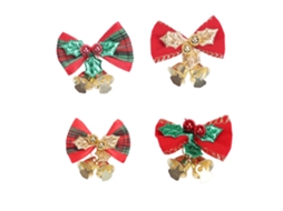 Conjunto De 4 Laços Com Sinos Para Decoração De Natal, Enfeite De Madeira Para Festas-aquaforge