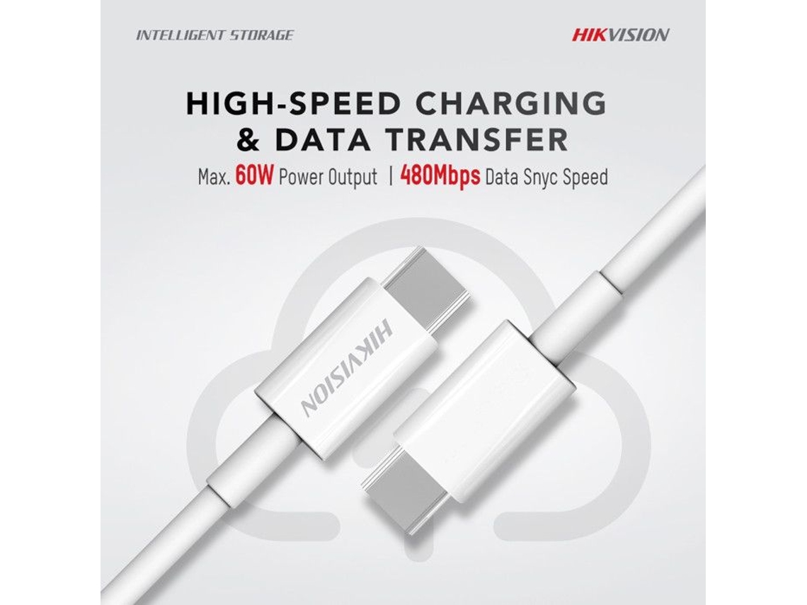 O Cabo HIKVISION Usb-C É Um Cabo Tipo C para Tipo C Branco