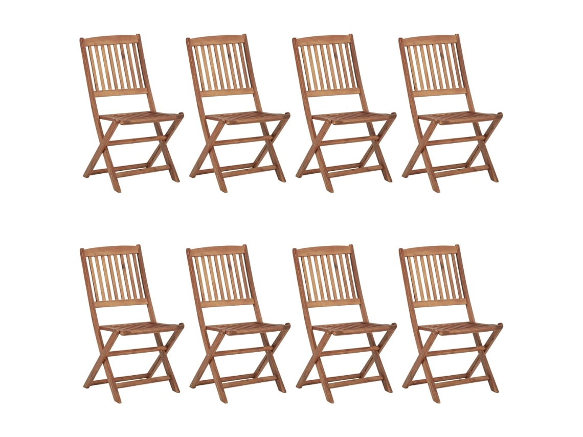 Conjunto de 8 Cadeiras de Jardim Dobráveis com Almofadões Acácia Maciça MAISON EXCLUSIVE
