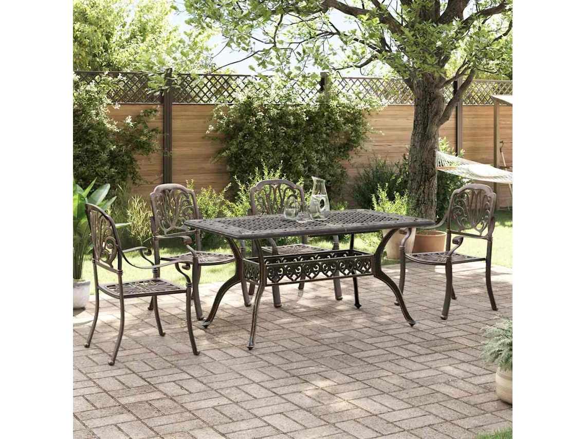 Vidaxl 5 Pcs Conjunto De Jantar Para Jardim Alumínio Fundido Bronze