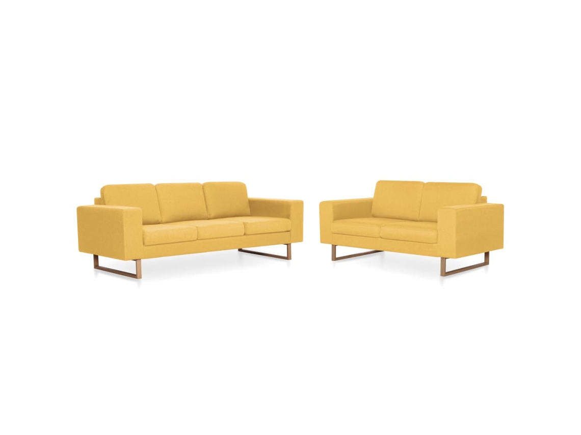 2 Pcs Conjunto de Sofás Tecido Amarelo MAISON EXCLUSIVE