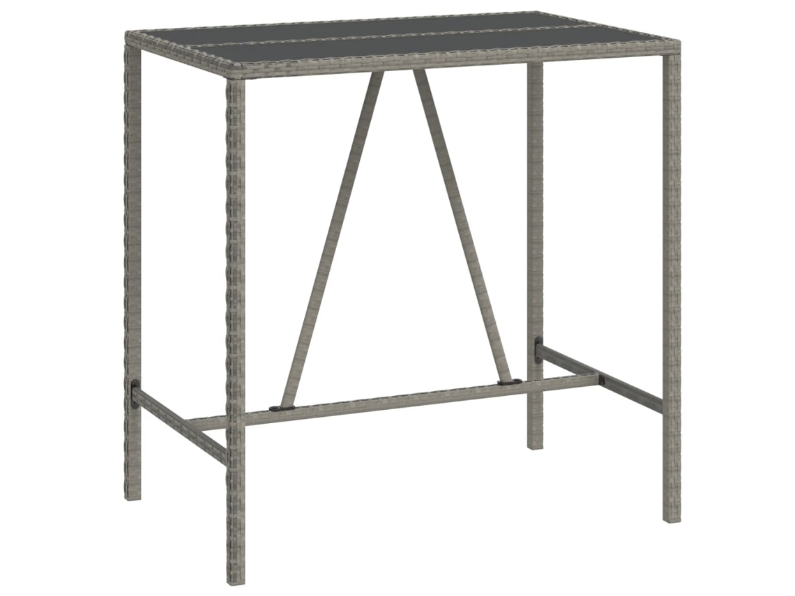 Mesa de bar com tampo de vidro em Vime Pe Cinzento MAISON EXCLUSIVE (110x70x110 cm)