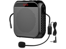 Amplificador de voz portátil Slowmoose com microfone com fio, fones de ouvido e alto-falante recarregável (preto)