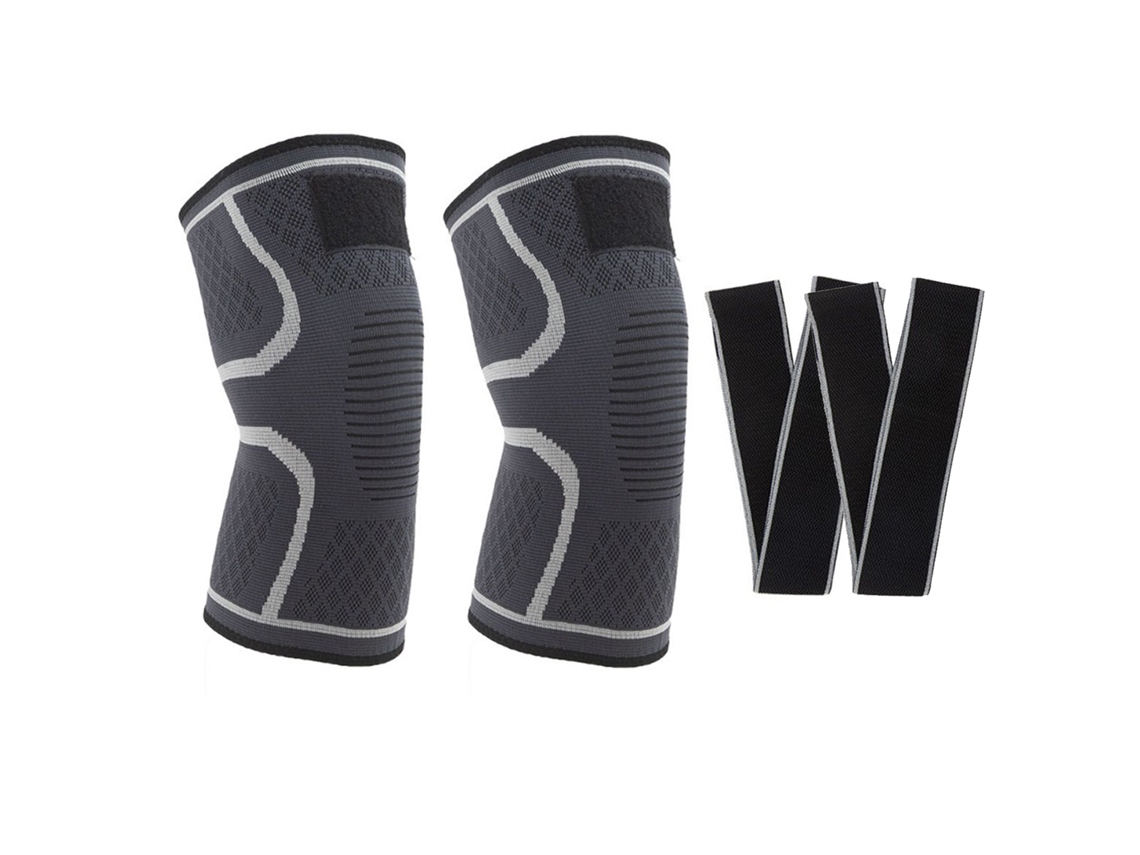 Conjunto 2 Joelheiras Compressão Nylon Respirável Adulto Alívio Dor Suporte Proteção Durante Corrida M Pessoas 60 70 Kg