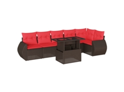Conjunto de Sofá de Jardim, 7 Peças, Almofadas, Rattan Preto MAISON EXCLUSIVE