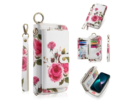 Capa Amovível Pega Para Iphone 15 Pro Pola Pele Sintética Rosa