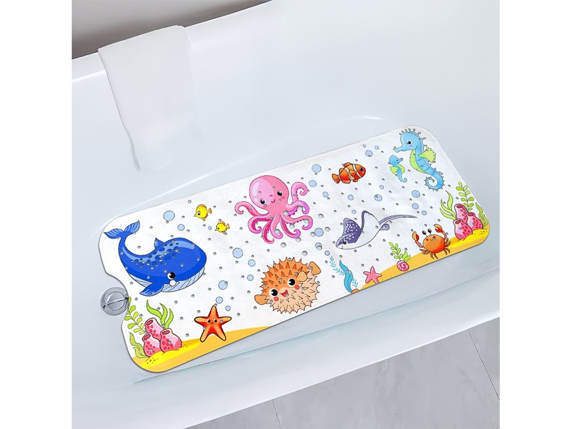 HEXINYIGJLY Tapete de Banho Infantil Antiderrapante 40x100cm Polvo Branco