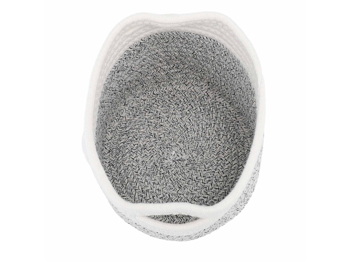 Cesta de roupa suja dobrável grande capacidade algodão e linho multiuso 30x25cm branco cinza S/MARCA