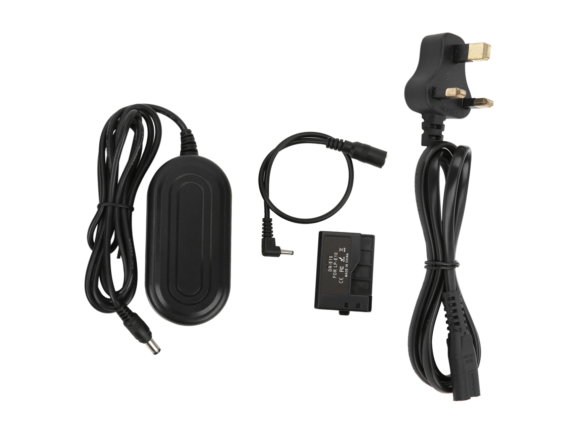 Adaptador De Energia Ac Com Acoplador Dc E Bateria Falsa Lp-e10 Para Canon 1100d 1200d 1300d 1500d