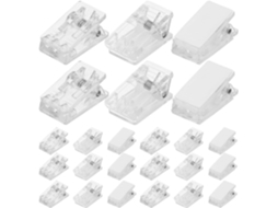 30 prendedores autoadesivos de plástico transparente para fixar fotos e fitas adesivas, designs simples, ideais para escolas.