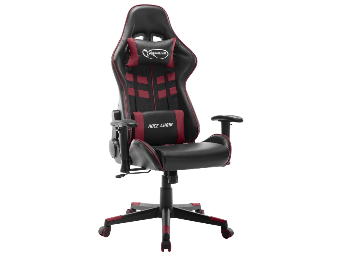 Vidaxl Cadeira De Gaming Couro Artificial Preto E Vermelho Tinto