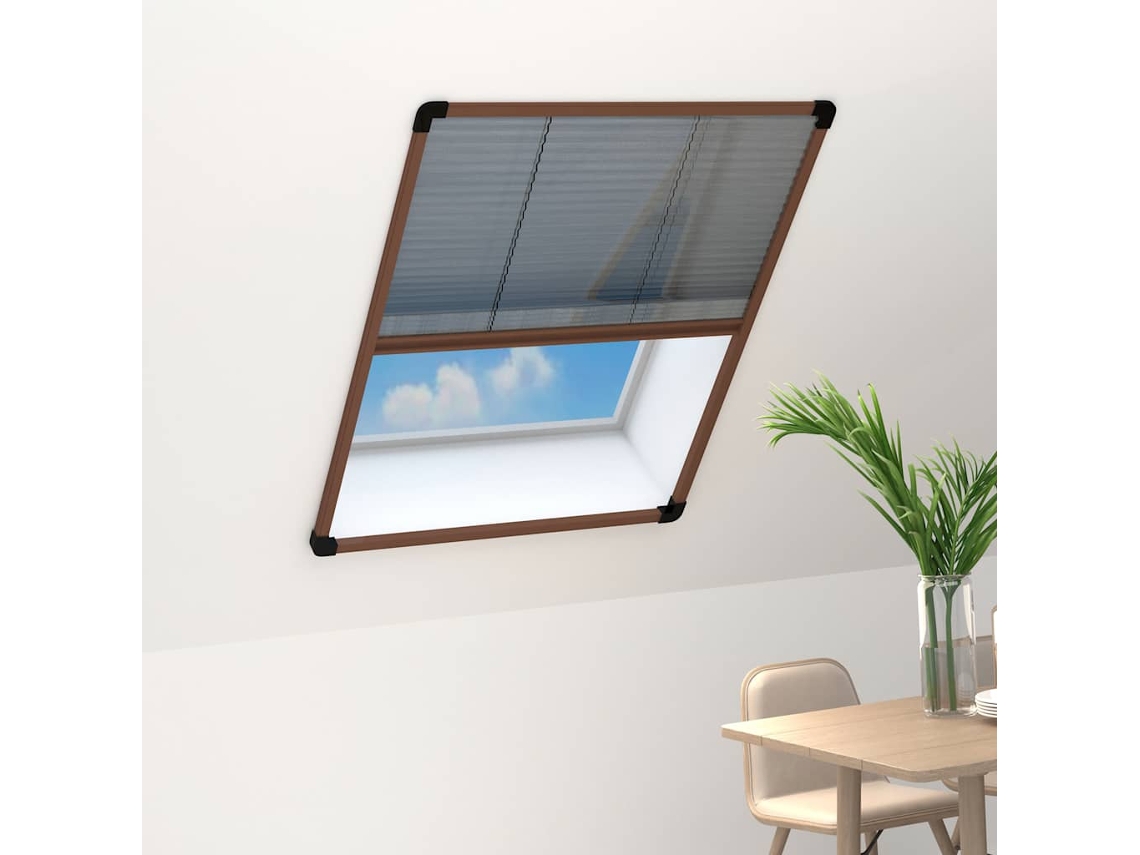 Vidaxl Tela Anti-insetos Plissada P/ Janela 60x80 Cm Alumínio Castanho