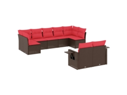 Conjunto de Sofá de Jardim com 9 Peças e Almofadas em Rattan Sintético Marrom MAISON EXCLUSIVE