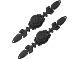Conjunto De 2 Puxadores Decorativos Para Armário Em Liga Zinco Preta, Com 12, 2cm 4, 80pol De Comprimento Esculpido