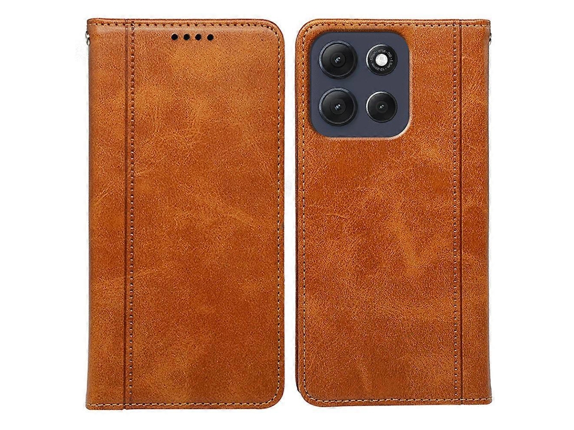 Capa Tkdaddy Para Motorola Moto G86 5g Com Fecho Magnético Oculto E Textura De Bezerro, Capa De Celular Amarela