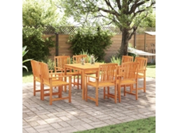 Vidaxl Conjunto De Jantar Para Jardim 9 Unid. Castanho